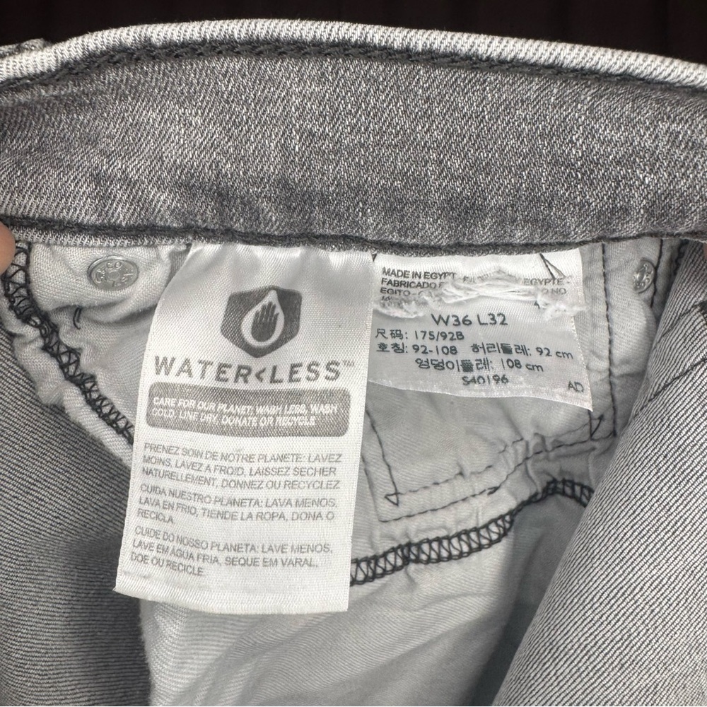 Levi’s 511 Slim Fit Gray Jeans W36 L32 Faded Wash Water<Less - Picture 7 of 7
